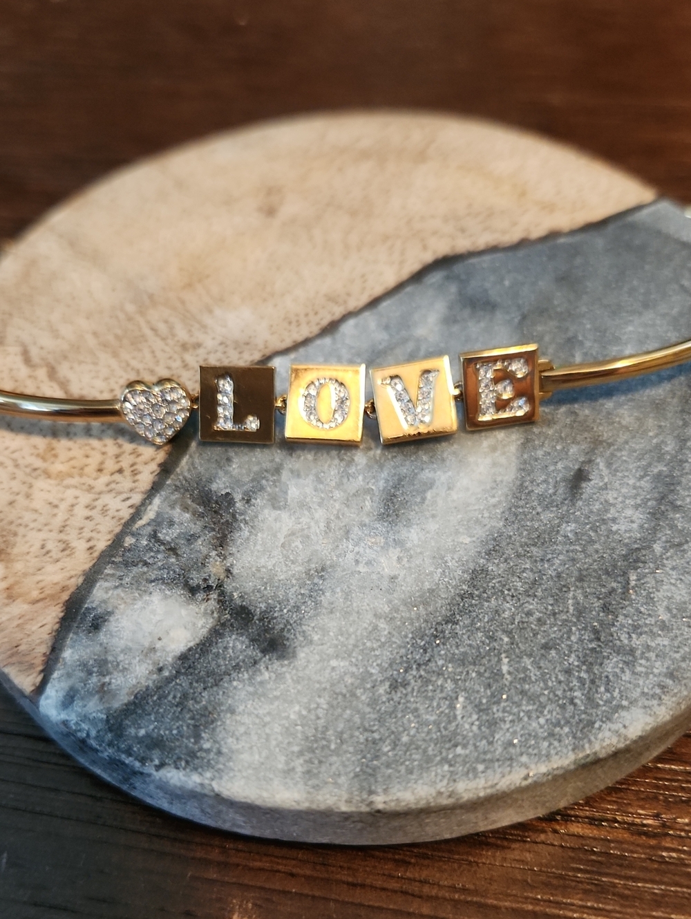 Nadri Gold 'LOVE' Crystal Cube Bangle Bracelet